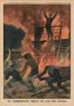A Captain burnt alive on board his ship, back cover illustration from 'Le Petit Journal', supplement illustre, 10th May 1914 (colour litho)