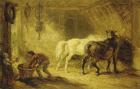 Interior of a Stable, c.1830-40 (oil on panel)