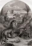 The Palace Beautiful. Lions in the way. From The Pilgrim's Progress by John Bunyan. 19th century print.