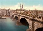 London Bridge spanning the River Thames (hand-coloured photo)