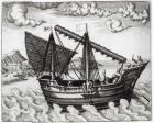 A Chinese Junk, illustration from 'Jan Huyghen van Linschoten, His Discourse of Voyages into the East and West Indies', 1579-92 (engraving)