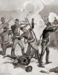 The Wounded Knee Massacre, December 29, 1890, near Wounded Knee Creek, on the Lakota Pine Ridge Indian Reservation, South Dakota, United States of America. From The History of Our Country, published 1900