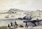 The Hoe, Drakes Island and Mt Edgecumbe from the Citadel, published by Newman & Co (colour litho)
