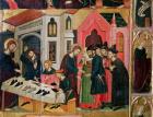 The Altarpiece of SS. Mark and Ania, detail of a shoemender's stall, Catalan School, 1346 (oil on panel)