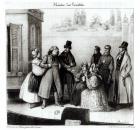 Performance of 'Le Pere Goriot' by Honore Balzac (1799-1850) at the Theatre des Varietes, c.1840 (litho) (b/w photo)