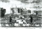 The Chateau de Chantilly and the gardens designed by Andre le Notre (1613-1700) (engraving) (b/w photo)