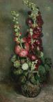 Vase of Hollyhocks, 1886 (oil on canvas)