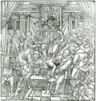 The Pope suppressed by King Henry VIII, 1534 (engraving) (b/w photo)