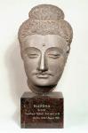 Head from a statue of the Buddha, from Gandhara, north-west India (grey schist)