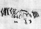 Facsimile of a neolithic wall painting (b/w photo)