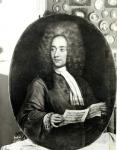 Portrait of the Composer Tomaso Giovanni Albinoni (1671-1751) Holding a Music Score (oil on canvas) (b&w photo)