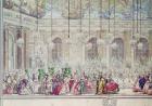 The Masked Ball at the Galerie des Glaces on the Occasion of the Marriage of the Dauphin to Marie-Therese, 17th February 1745 (pen & ink and w/c on paper) (detail)