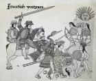 Fight between the Spanish and the Aztecs, plate from 'Antiguedades Mexicanas' by Alfredo Chavero, 1892 (engraving)