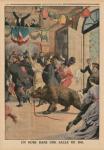 A Bear in a ballroom, back cover illustration from 'Le Petit Journal', supplement illustre, 21st June 1914 (colour litho)