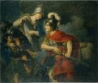 Minerva Showing her Envy in the Polished Shield (oil on panel)