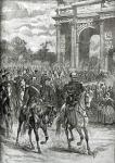 The entry of Napoleon III and Victor Emmanuel into Milan (engraving) (b/w photo)