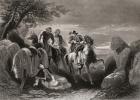 The Flight of the Earl of Tyrone, 1607. Hugh O'Neill, c. 1550  1616. Irish Gaelic chieftain, earl of Tyrone, aka the Great Earl, later created The Ó Néill and proclaimed the High King of Ireland. Drawn by H.Warren, engraved by J.Rogers.