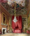 Queen Mary's State Bed Chamber, Hampton Court from Pyne's 'Royal Residences', 1818