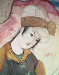 Gentleman from the Court of Shah Abbas I, 1585-1627 (fresco) (detail)