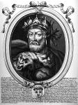 Portrait of Merovech (d.456) King of the Salian Franks, from 'Les Augustes Representations de tous les Rois de France', 1714 (engraving) (b/w photo)