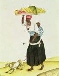 A Woman Carrying a Tray of Fruit on her Head (w/c on paper)