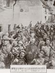 English soldiers marching and singing during the First World War. From La Esfera, 1914.