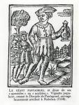 The giant Pantagruel and two of his apostles, from 'The Disciple de Pantagruel', 1538 (engraving)