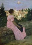 The Pink Dress, or View of Castelnau-le-Lez, Herault, 1864 (oil on canvas)