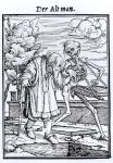 Death and the Old Man, from 'The Dance of Death', engraved by Hans Lutzelburger, c.1538 (woodcut) (b/w photo)