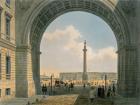 Palace Square, View from the Arch of the Army Headquarters, St. Petersburg, printed by Lemercier, Paris, 1840s (colour litho)
