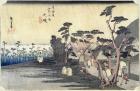 Oiso: Toraga Ame Shower, from the series '53 Stations of the Tokaido Road', 1834-35 (colour woodblock print)