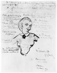 Portrait of Jeanne Duval with notes by Auguste Poulet-Malassis (1825-78) 1858-60 (pen & ink on paper) (b/w photo)