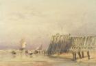 Seascape with Sailing Barges and Figures Wading Off-Shore, 1832 (w/c on paper)