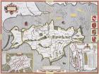 Wight Island, engraved by Jodocus Hondius (1563-1612) from John Speed's 'Theatre of the Empire of Great Britain', pub. by John Sudbury and George Humble, 1611-12 (hand coloured copper engraving)
