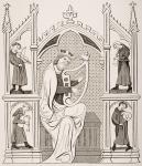 King David Playing the Lyre surrounded by Four Musicians, after a miniature in a manuscript psalter, from 'Le Moyen Age et La Renaissance' by Paul Lacroix (1806-84) published 1847 (litho)
