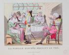 A Family from Gascony Drinking Tea, 1815 (coloured engraving)