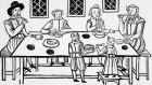 Dining at Home, from the Roxburghe ballads (woodcut) (b/w photo)