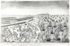 Surrender at Yorktown, 1781 (engraving) (b/w photo)