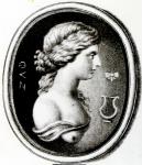 Portrait of Sappho (engraving) (b/w photo)