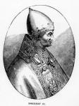 Portrait of Pope Innocent IV (d.1254) illustration from 'Science and Literature in the Middle Ages and Renaissance', written and engraved by Paul Lacroix, 1878 (engraving) (b/w photo)