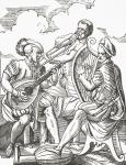 German musicians playing the lute and the guitar, 1878 (litho)