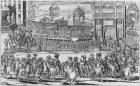 The Entry of Louis XIV and Marie-Therese of Austria in to Paris on 26th August 1660 (engraving) (b/w photo)