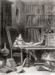 William Gilbert in his study writing his book, from Les Merveilles de la Science, pub.1870