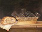 Basket of Glasses and a Meat Pie, before 1630 (oil on canvas)