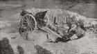 An abandoned field gun of the Austrian army after their defeat by the Servians during World War I, from 'The Illustrated War News', 1915 (b/w photo)
