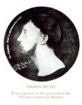 Medallion portrait of Sir Thomas Wyatt the Younger (c.1521-54) (b/w photo)