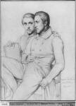 Double portrait of Hippolyte and Paul Flandrin, 1835 (black lead on paper) (b/w photo)