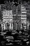 Thames in Winter, 1999 (lino)
