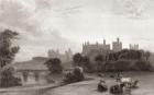 Alnwick Castle, Alnwick, Northumberland, England, in the early 19th century. Used as location in Harry Potter films. From Churton's Portrait and Lanscape Gallery, published 1836.