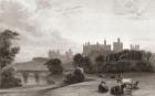 Alnwick Castle, Alnwick, Northumberland, England, in the early 19th century. Used as location in Harry Potter films. From Churton's Portrait and Lanscape Gallery, published 1836.